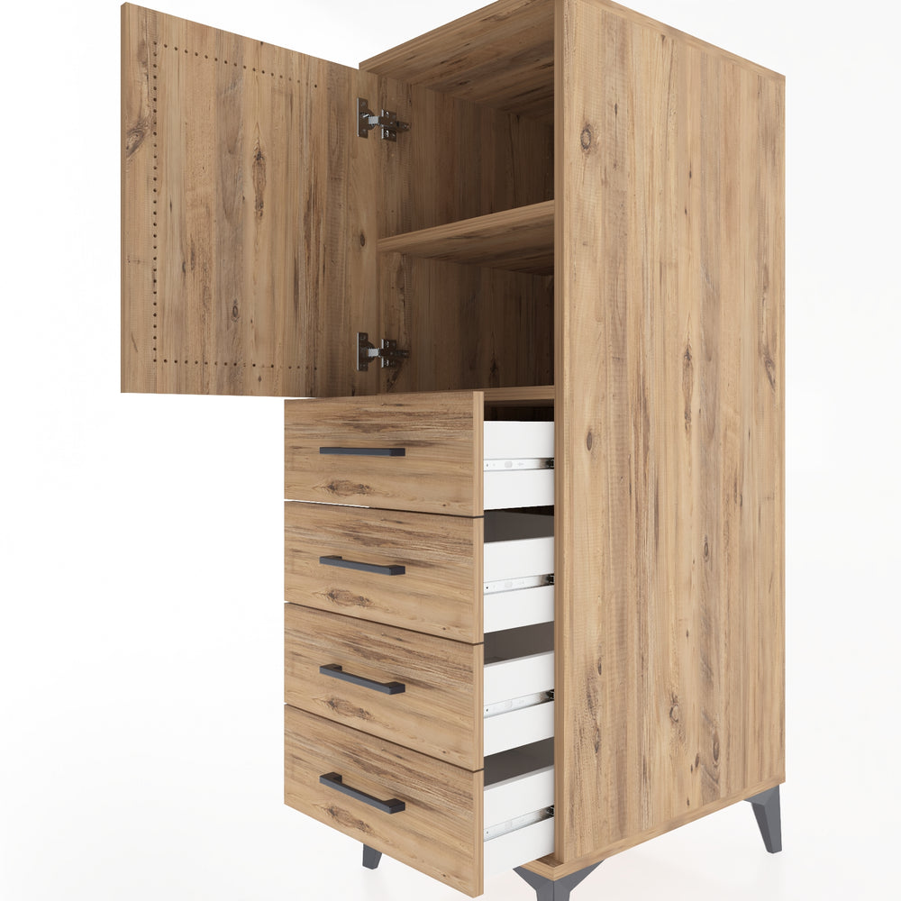 Woodntry Modular Cabinet Pine 44x59x122 cm with Doors and Drawers KC53-3