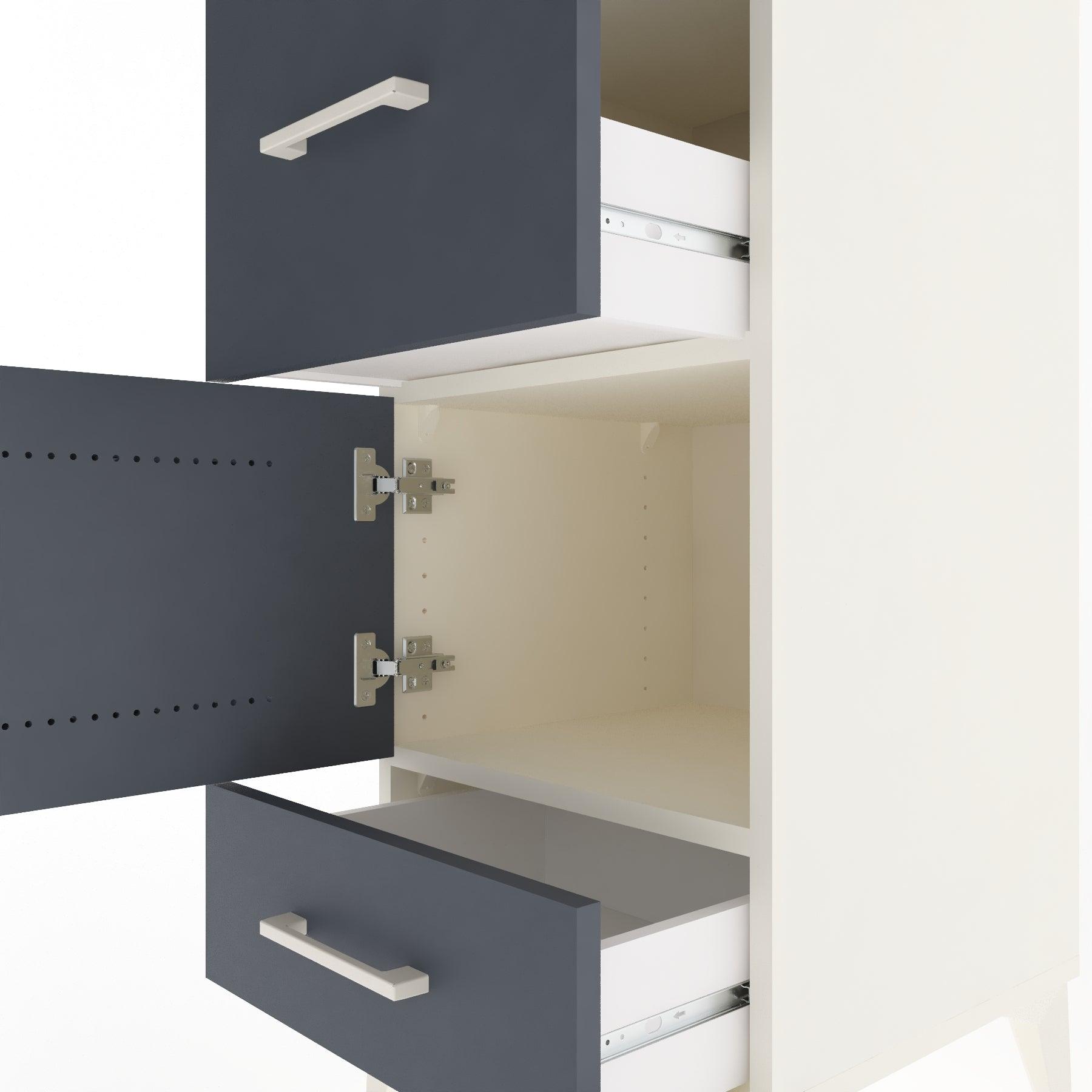 Woodntry Modular Nightstand Moonstone 44x44x84 cm with Cover and Drawer KC48-1