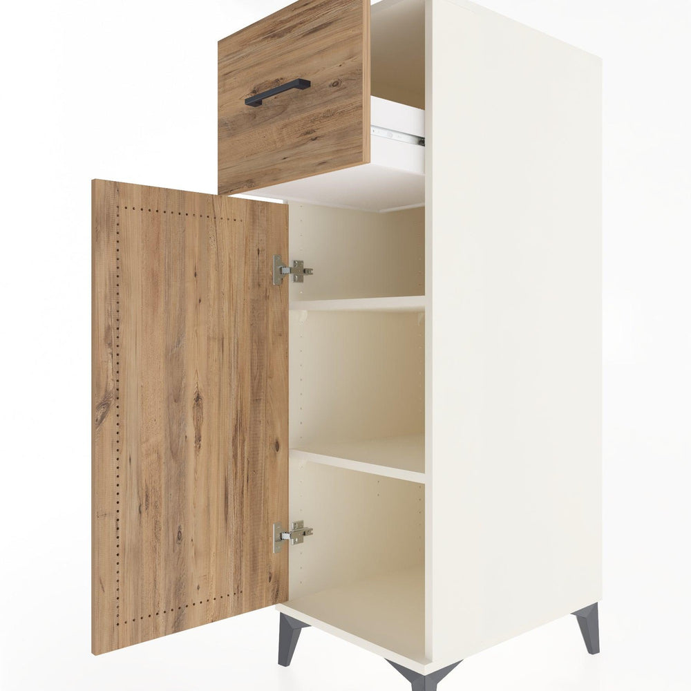 Woodntry Modüler Dolap Aytaşı 44x59x122 cm Kapaklı ve Çekmeceli KC4-1