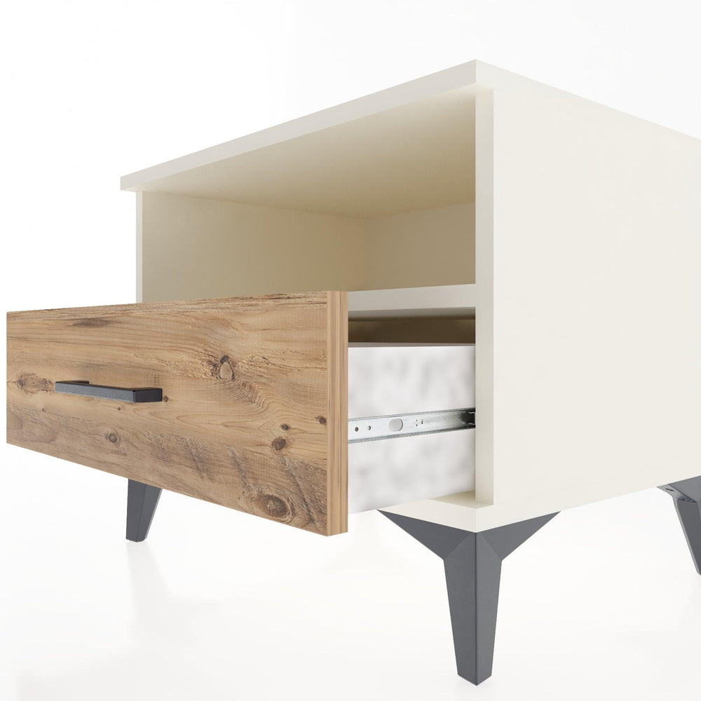 Woodntry Modular Nightstand Moonstone 60x44x68 cm with Drawer and Shelf CR4-1