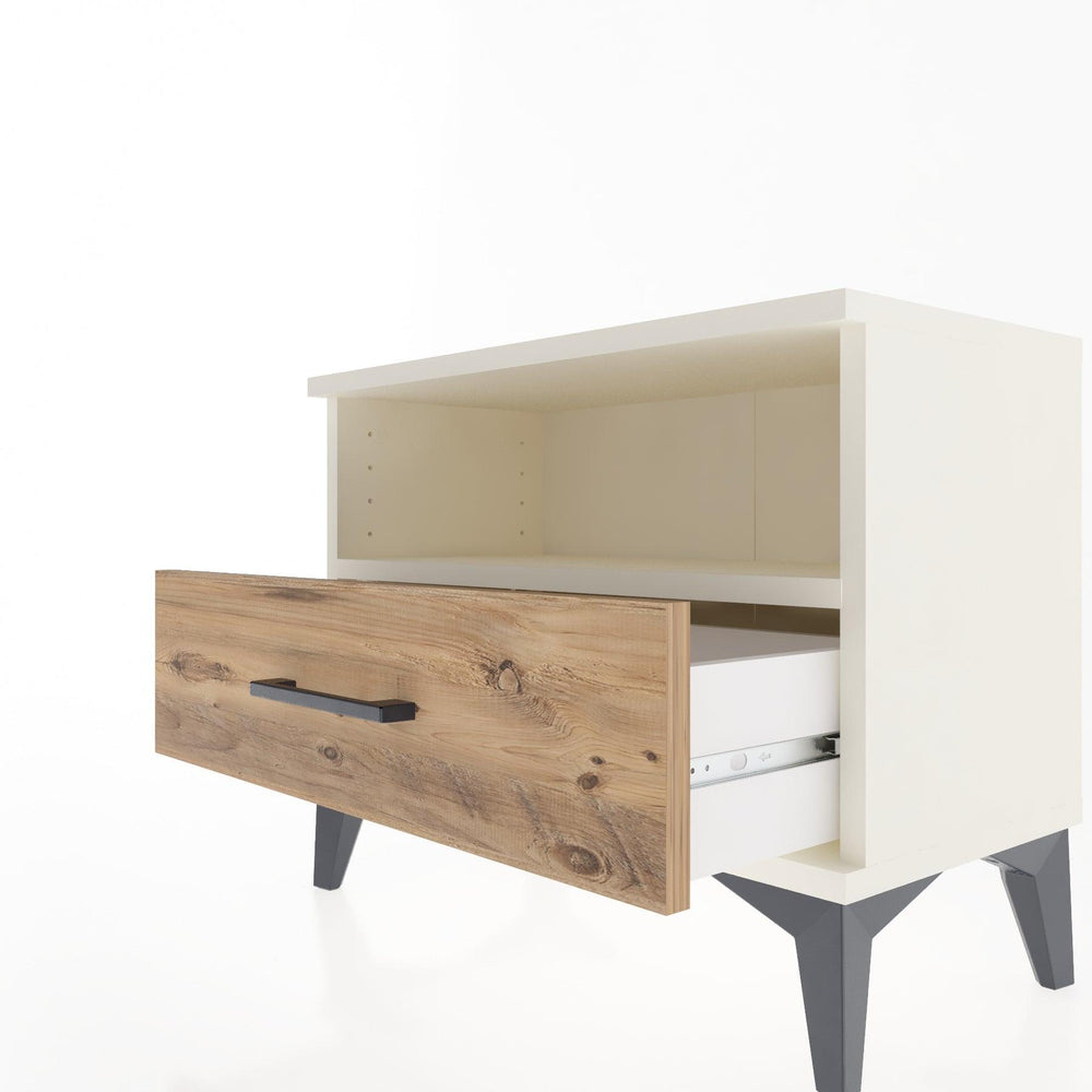 Woodntry Modular Nightstand Moonstone 60x30x36 cm with Drawer and Shelf CR4-1