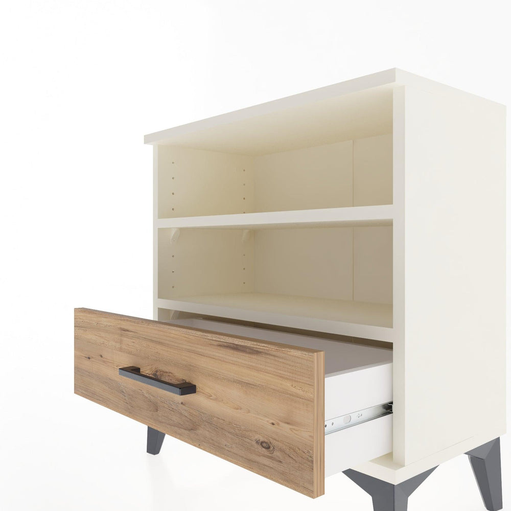 Woodntry Modular Nightstand Moonstone 60x30x52 cm with Drawer and Shelf CR4-1