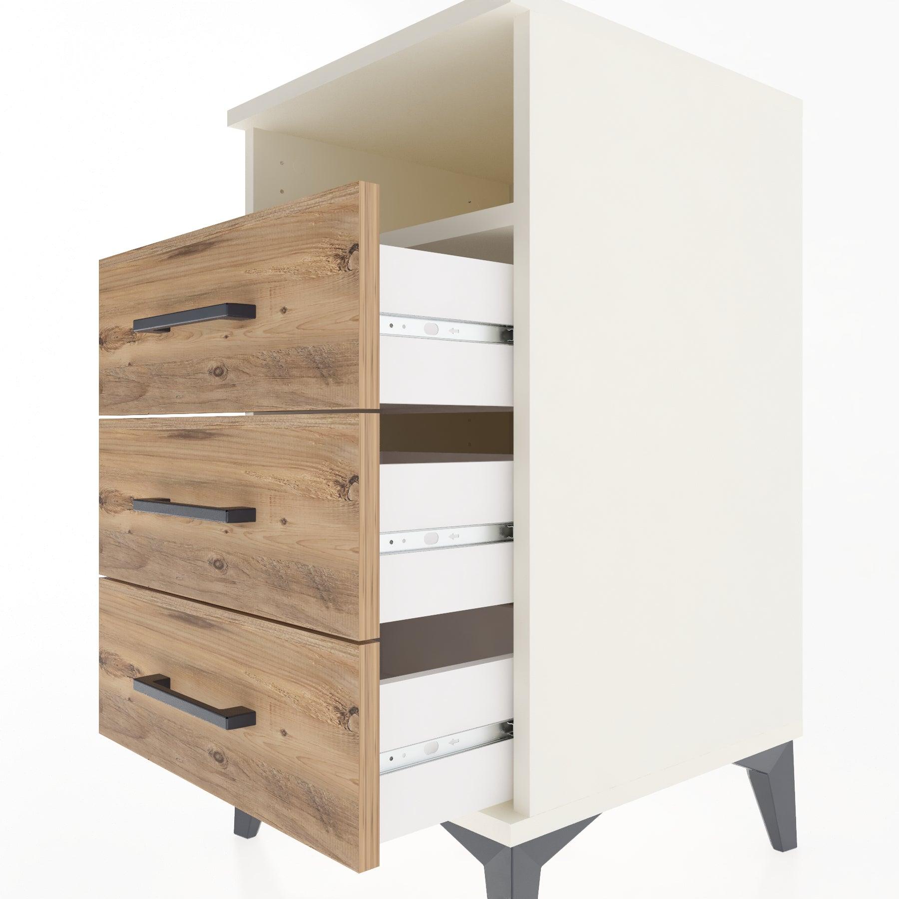 Woodntry Modular Nightstand Moonstone 44x44x68 cm with Drawer and Shelf CR4-1