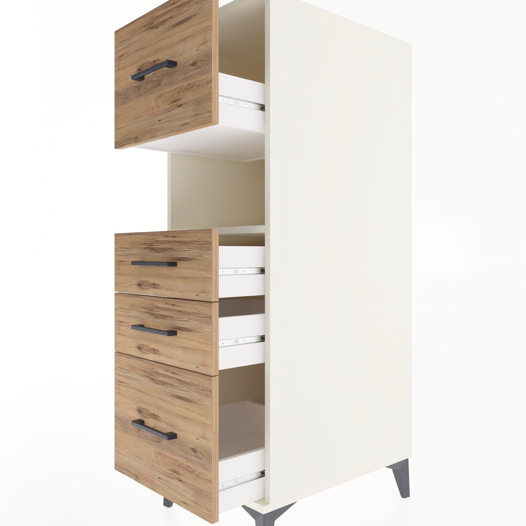 Woodntry Modular Cabinet Moonstone 44x30x122 cm with Drawers and Shelves CR104-1