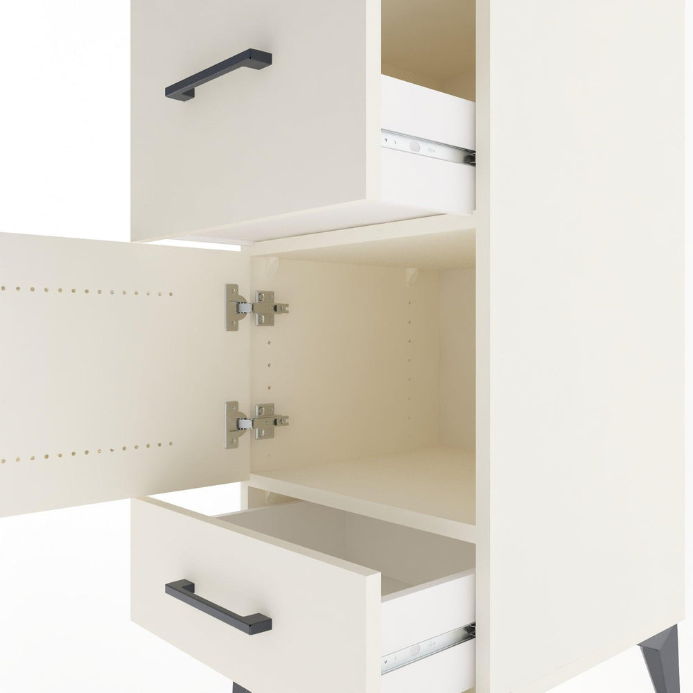 Woodntry Modüler Komodin Aytaşı 44x44x84 cm Kapaklı ve Çekmeceli KC48-1