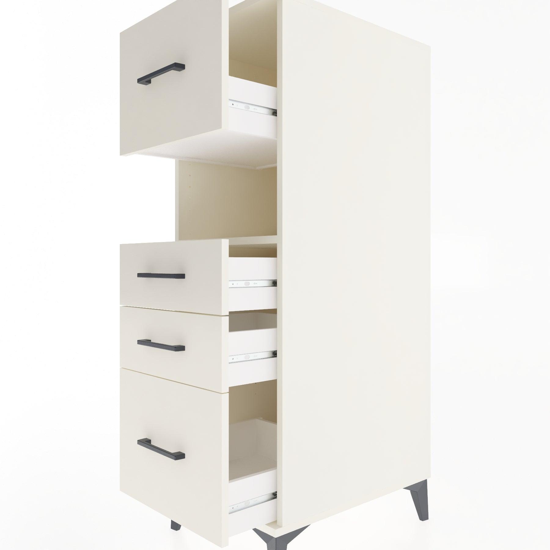 Woodntry Modular Cabinet Moonstone 44x30x122 cm with Drawers and Shelves CR104-1