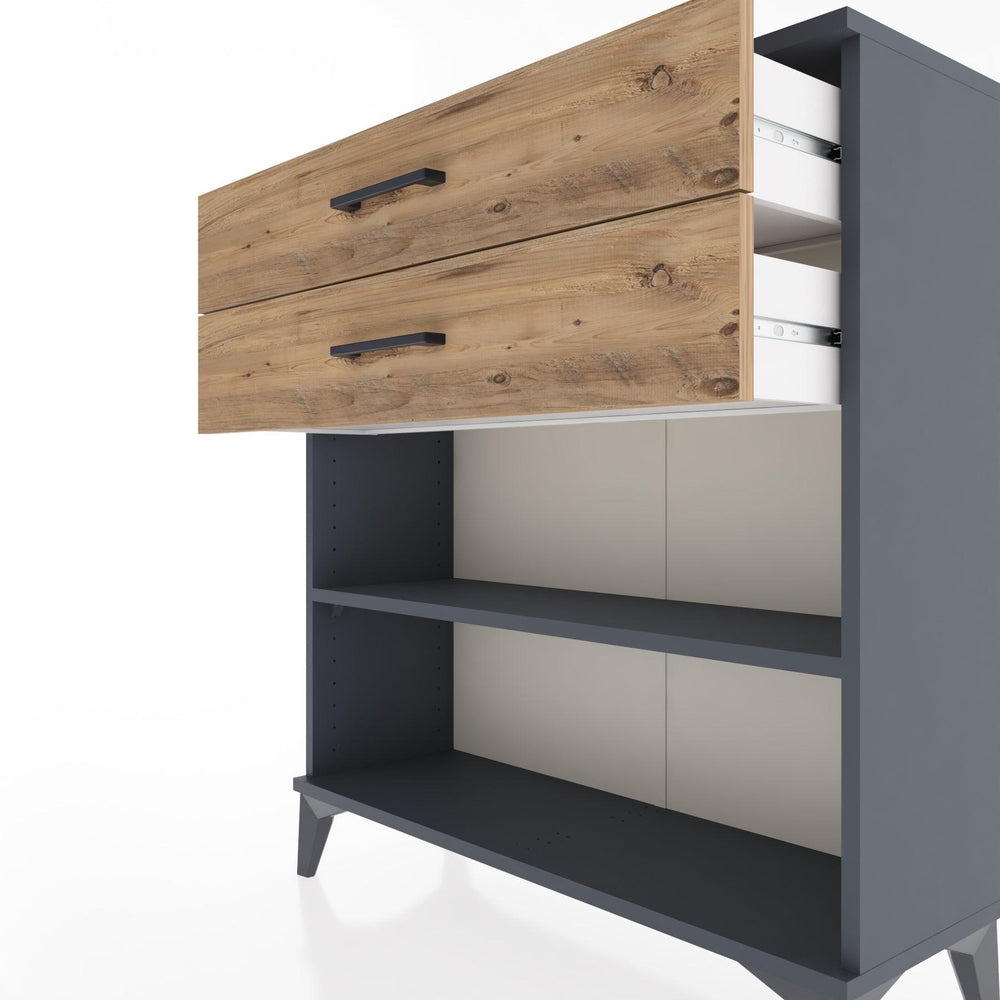 Woodntry Modular Dresser Anthracite 88x30x84 cm with Drawers and Shelves CR4-2