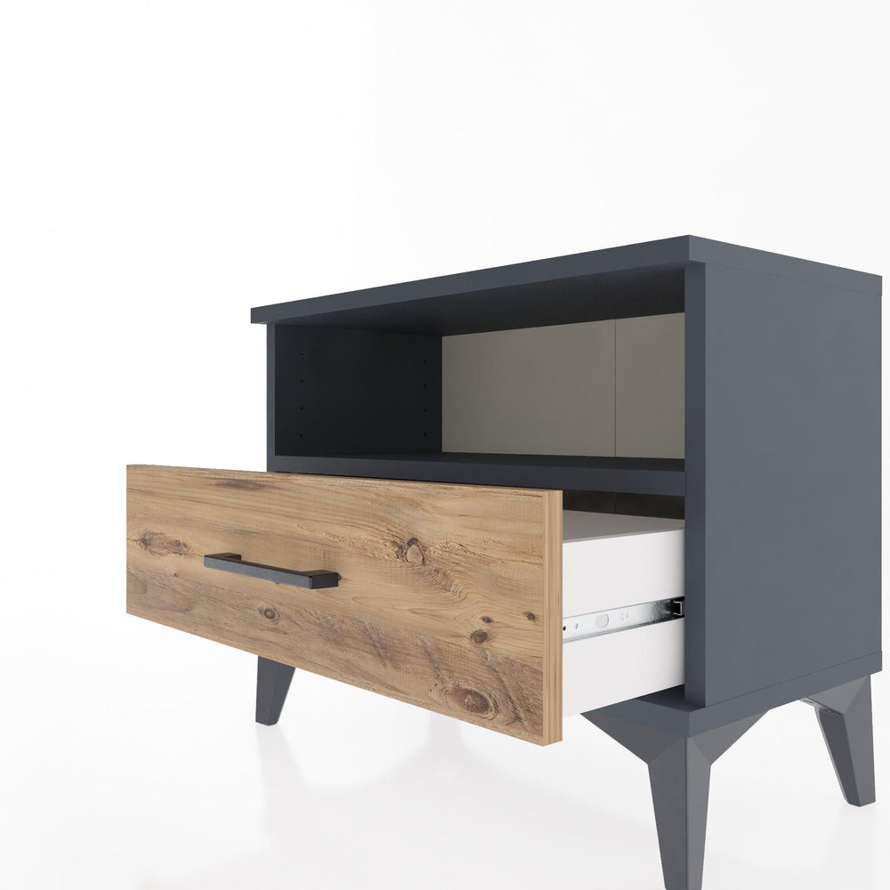 Woodntry Modular Nightstand Anthracite 60x30x36 cm with Drawers and Shelves CR4-2