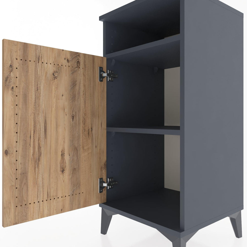 Woodntry Modular Nightstand Anthracite 44x44x84 cm with Cover and Shelf KR26-2