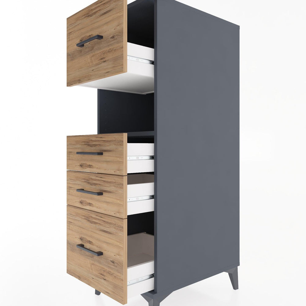 Woodntry Modular Cabinet Anthracite 44x30x122 cm with Drawers and Shelves CR104-2