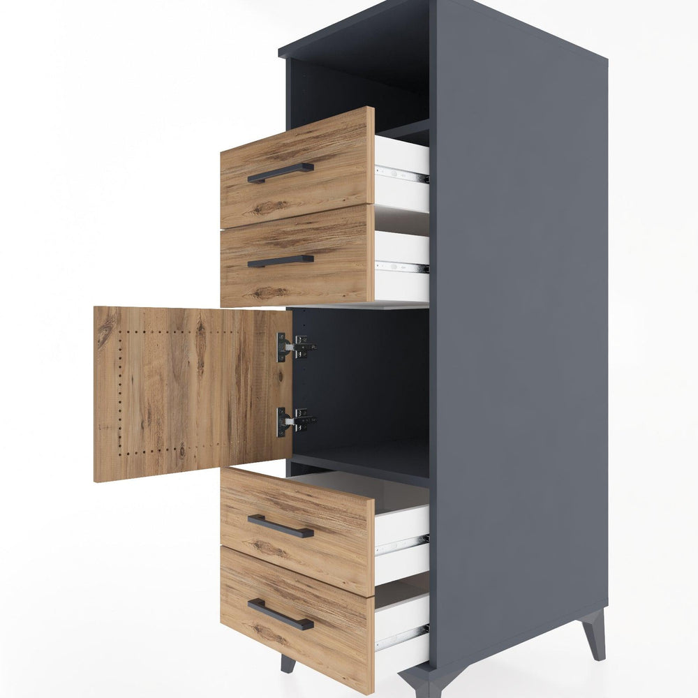 Woodntry Modüler Dolap Antrasit 44x30x122 cm Fonksiyonel F54-2