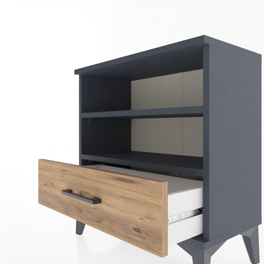 Woodntry Modular Nightstand Anthracite 60x30x52 cm with Drawers and Shelves CR4-2
