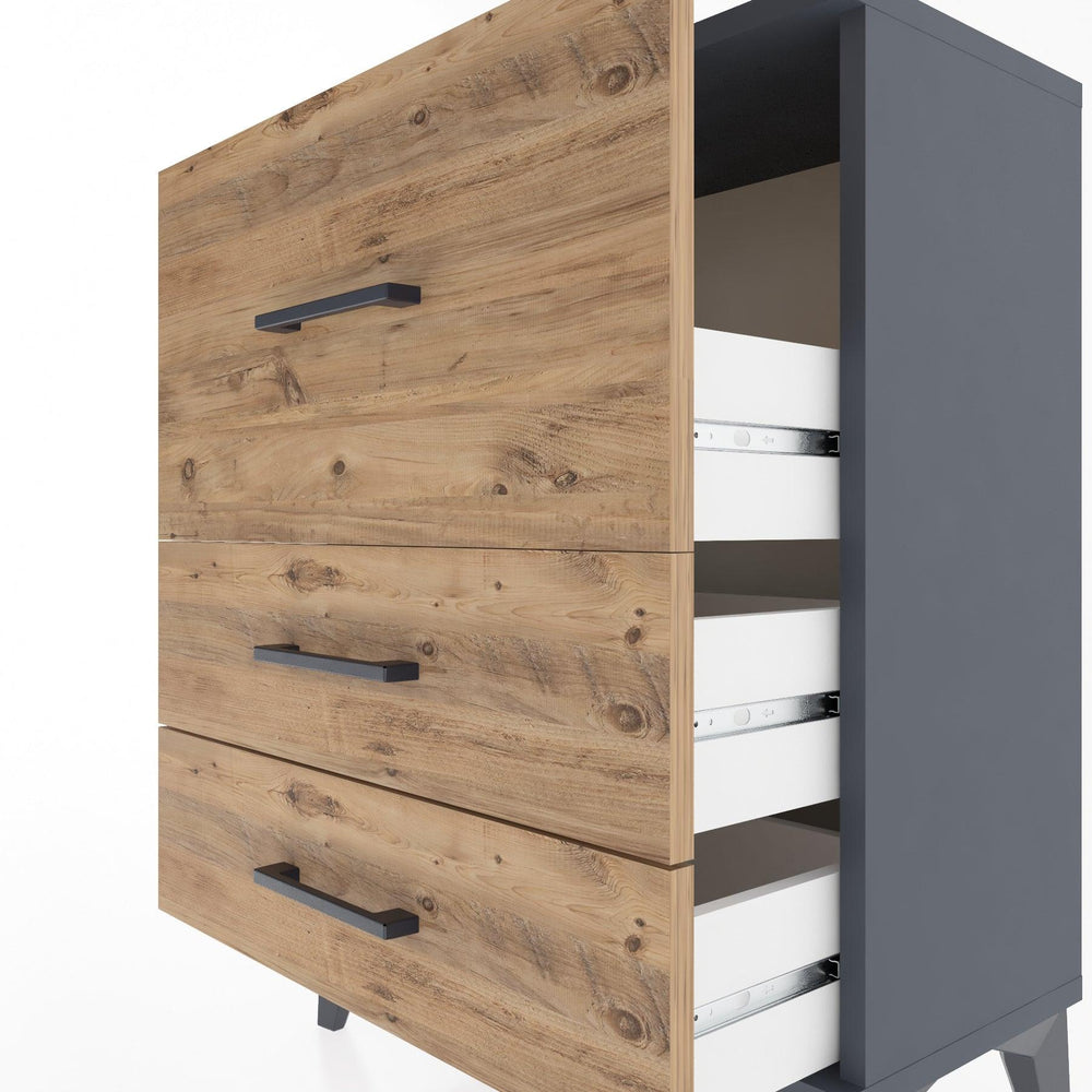 Woodntry Modular Nightstand Anthracite 60x30x68 cm Drawer C4-2