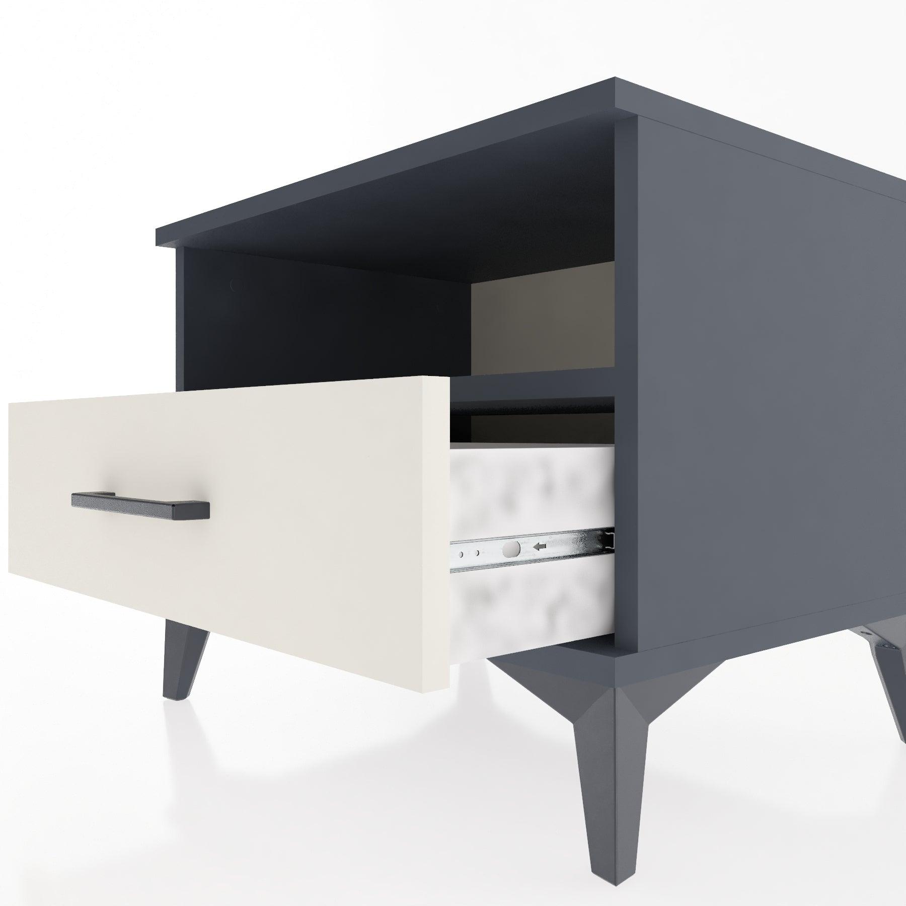Woodntry Modular Nightstand Anthracite 60x44x68 cm with Drawer and Shelf CR4-2