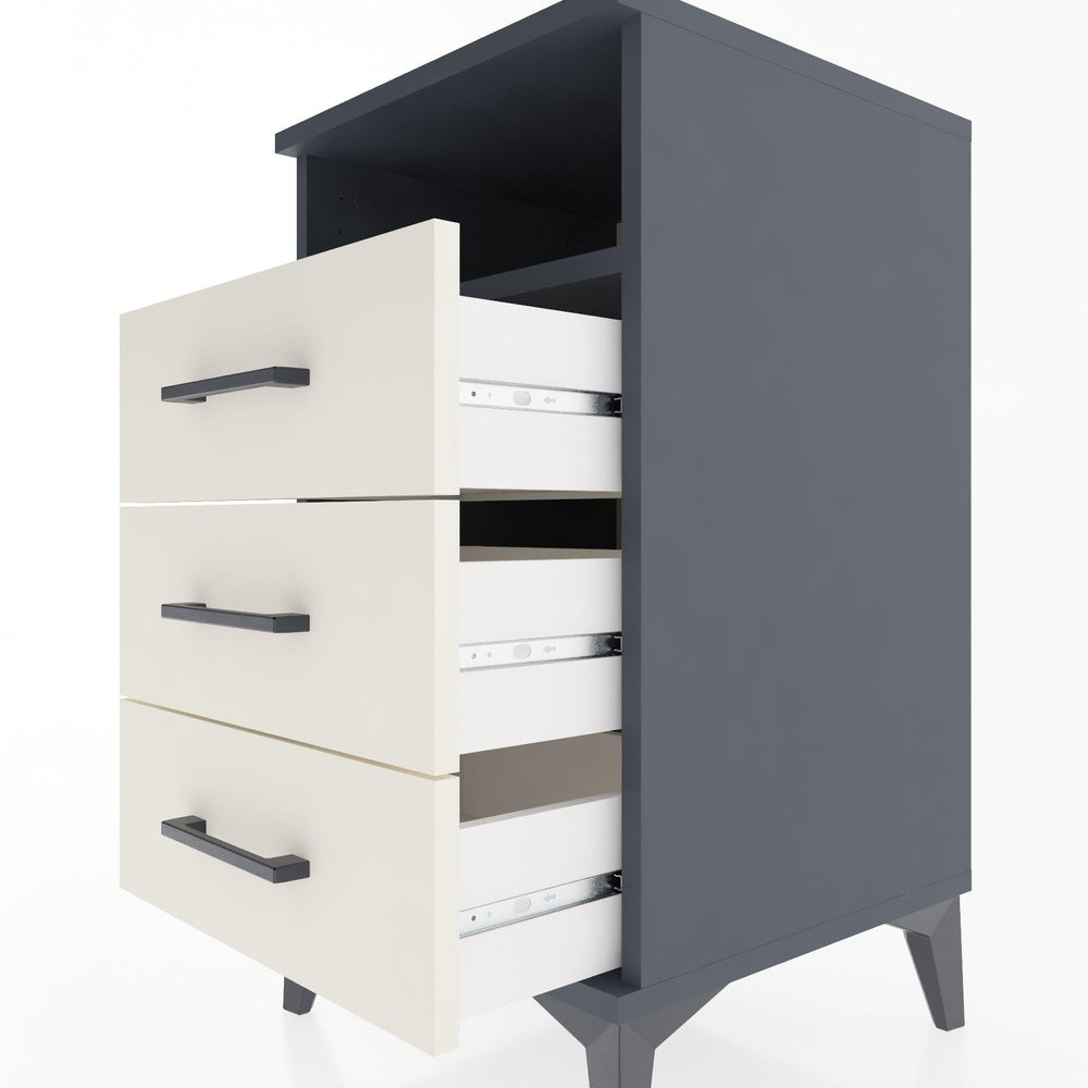 Woodntry Modular Nightstand Anthracite 44x44x68 cm with Drawers and Shelves CR4-2