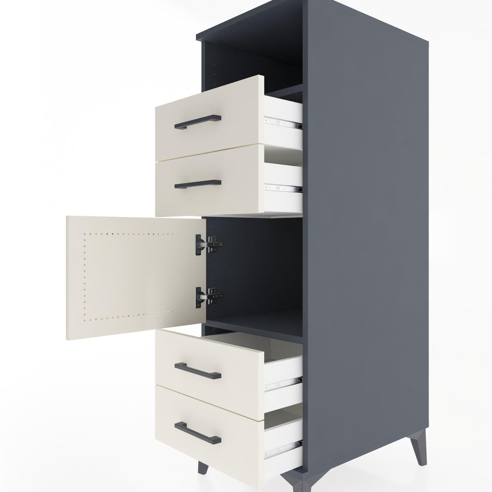 Woodntry Modüler Dolap Antrasit 44x30x122 cm Fonksiyonel F54-2