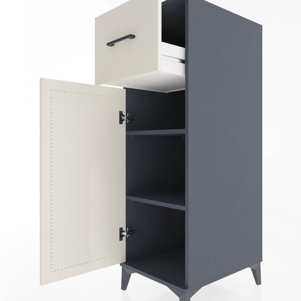 Woodntry Modular Cabinet Anthracite 44x30x122 cm with Doors and Drawers KC4-2