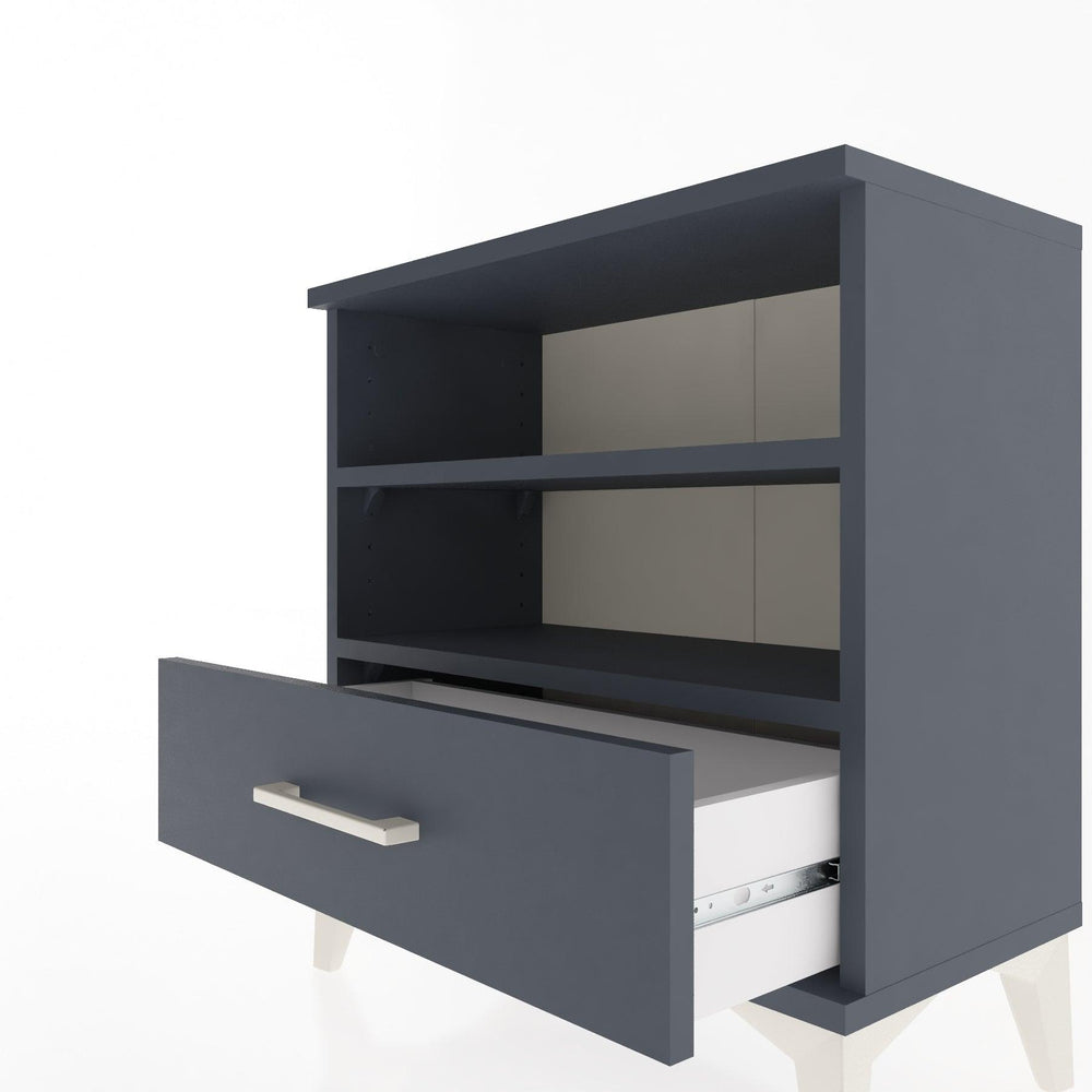 Woodntry Modular Nightstand Anthracite 60x30x52 cm with Drawers and Shelves CR4-2