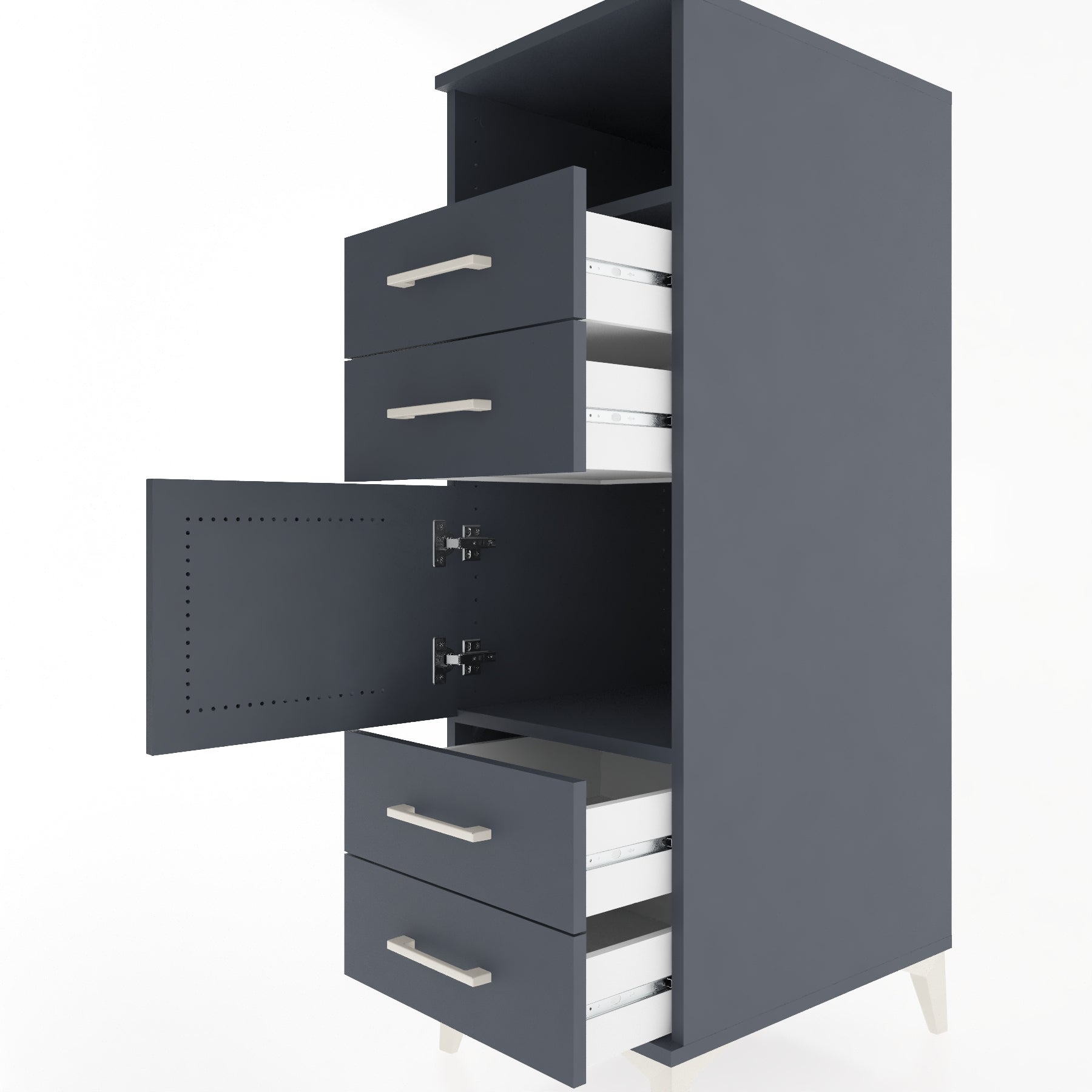 Woodntry Modüler Dolap Antrasit 44x59x122 cm Fonksiyonel F54-2