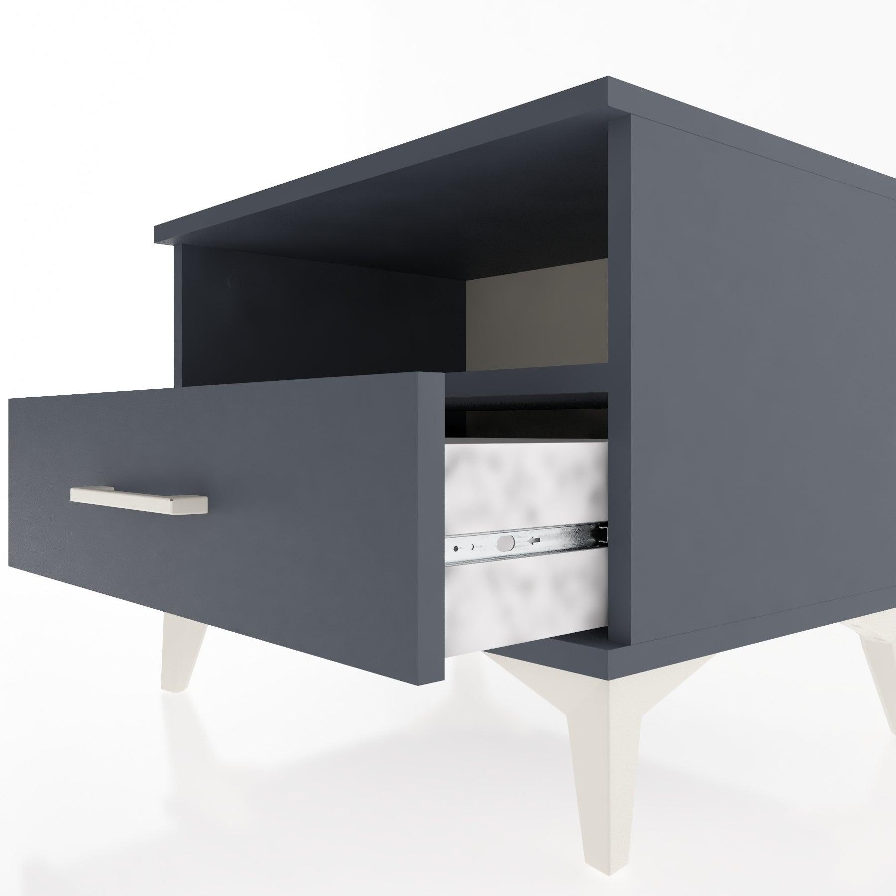 Woodntry Modular Nightstand Anthracite 60x44x68 cm with Drawer and Shelf CR4-2