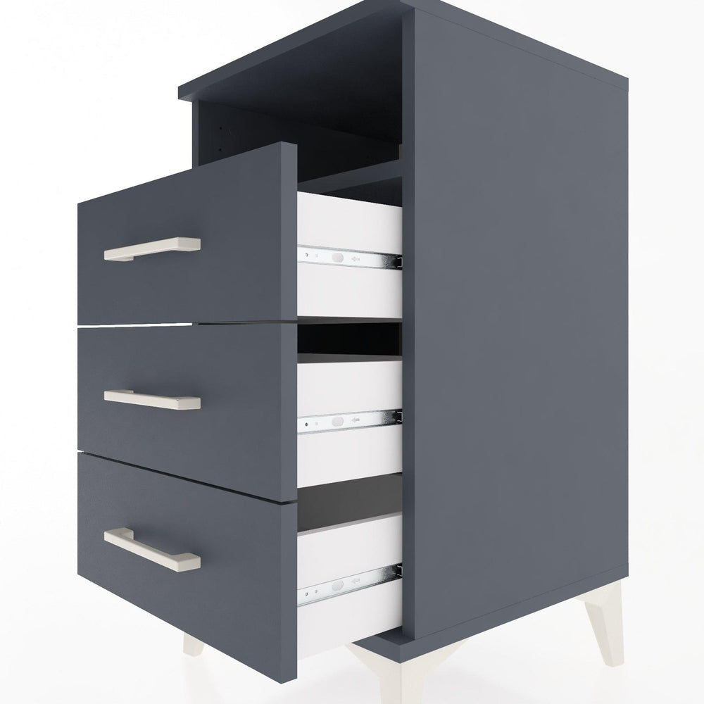 Woodntry Modular Nightstand Anthracite 44x44x68 cm with Drawers and Shelves CR4-2