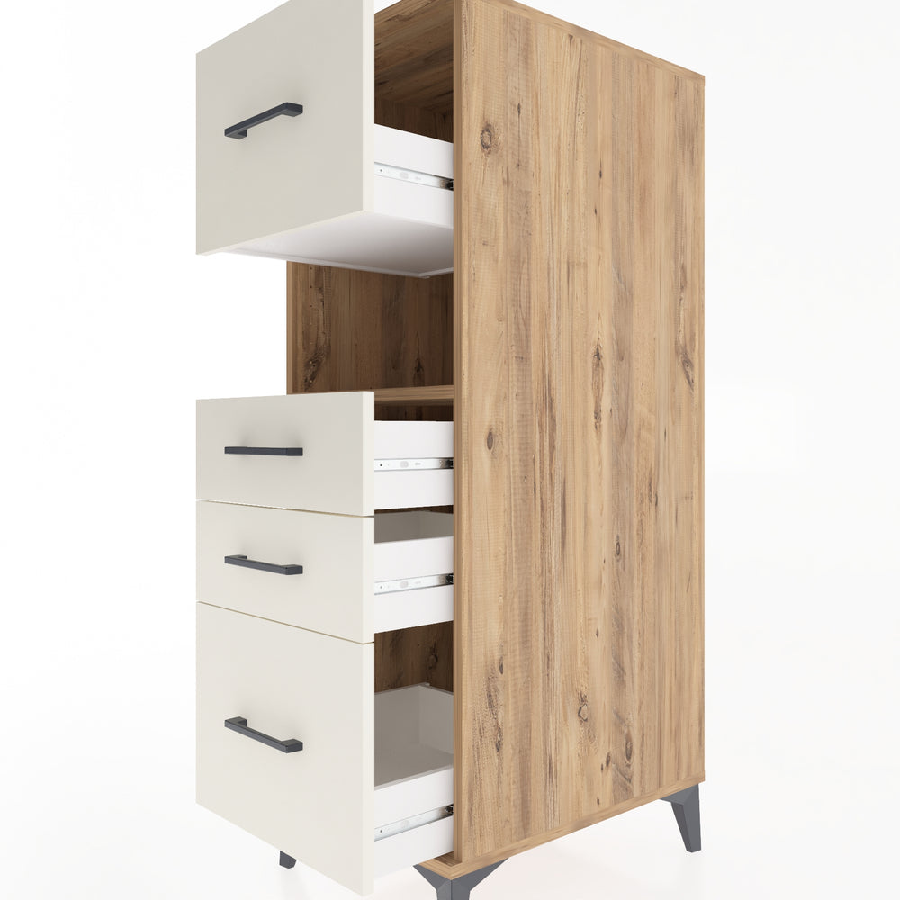 Woodntry Modular Cabinet Pine 44x59x122 cm with Drawers and Shelves CR104-3