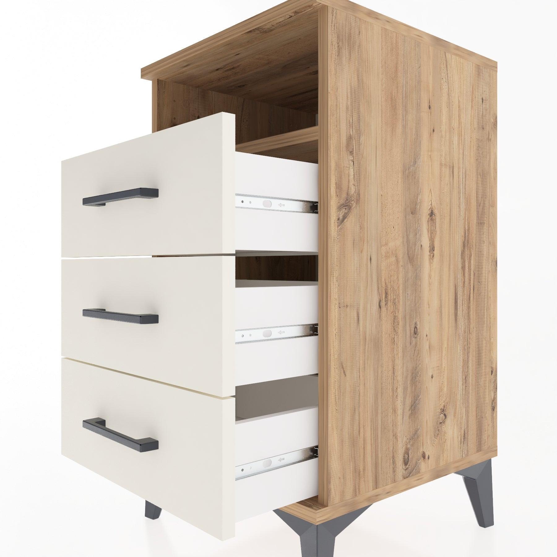 Woodntry Modular Nightstand Pine 44x44x68 cm with Drawers and Shelves CR4-3