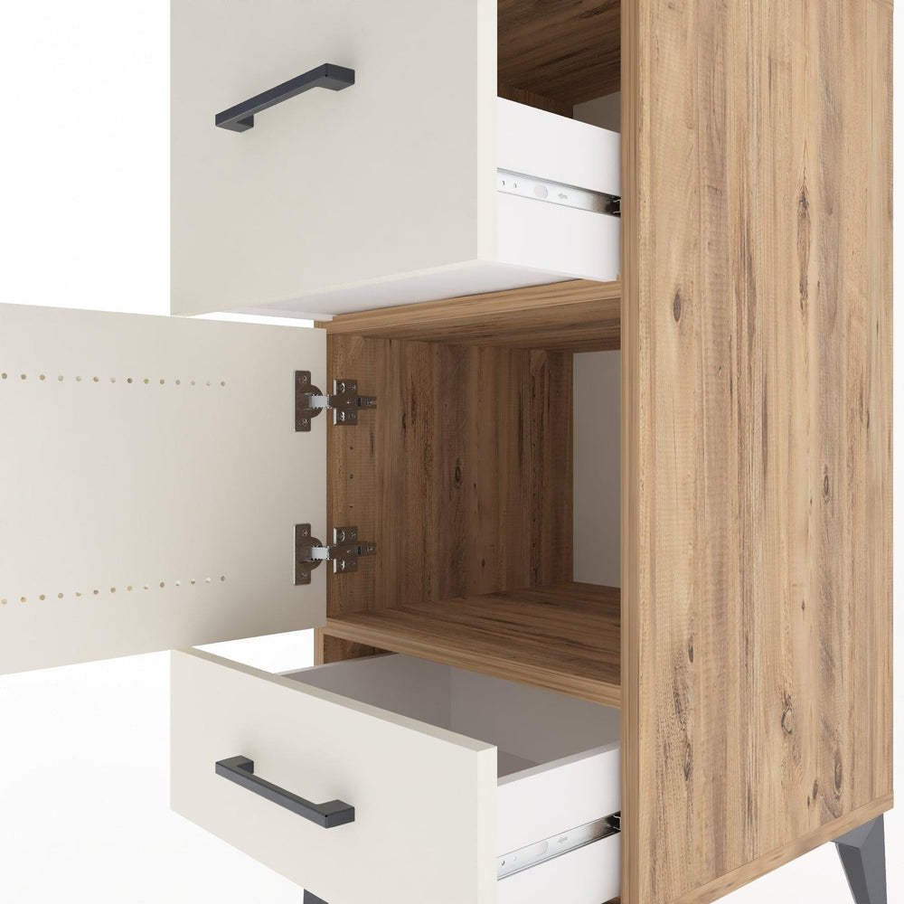 Woodntry Modular Nightstand Pine 44x44x84 cm with Cover and Drawer KC48-3