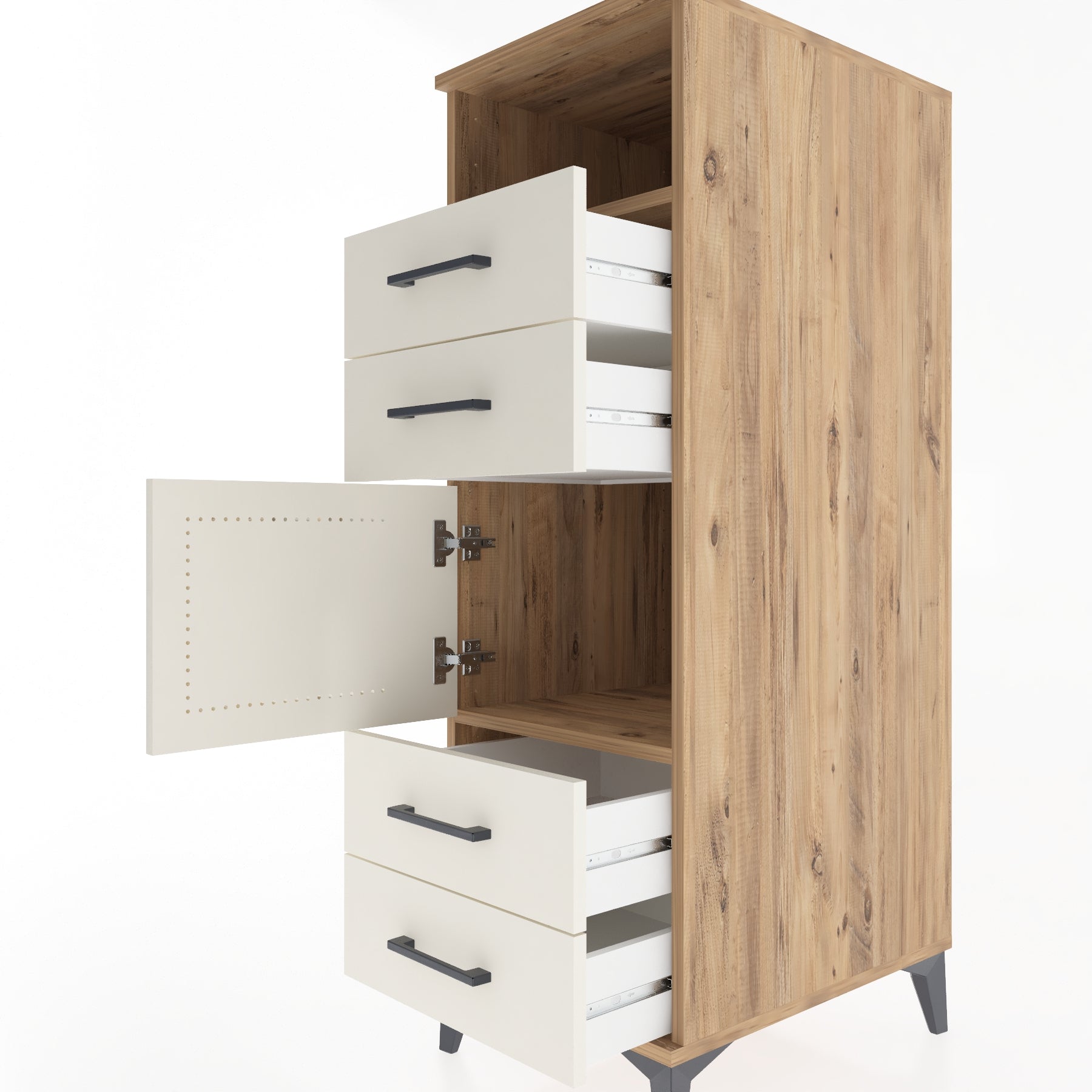 Woodntry Modüler Dolap Çam 44x59x122 cm Fonksiyonel F54-3