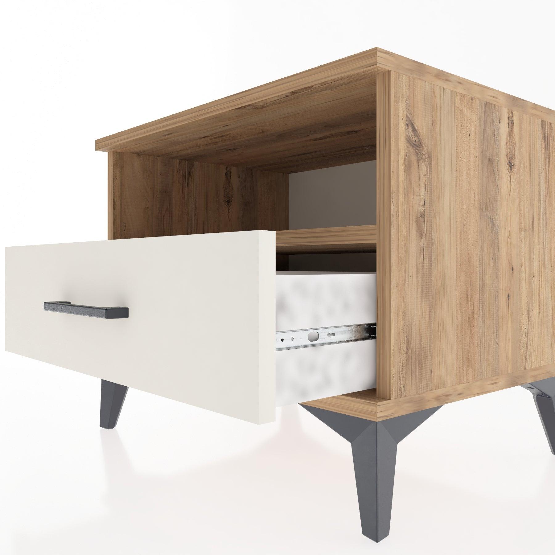 Woodntry Modular Nightstand Pine 60x44x68 cm with Drawers and Shelves CR4-3