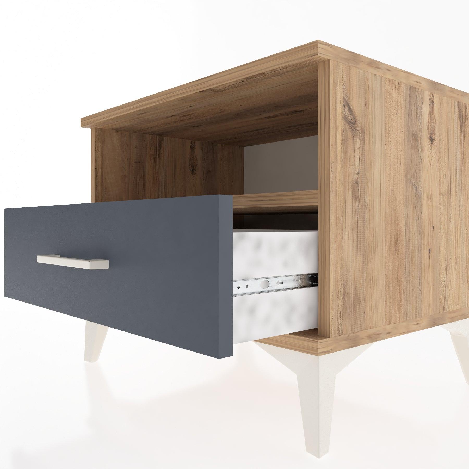 Woodntry Modular Nightstand Pine 60x44x68 cm with Drawers and Shelves CR4-3