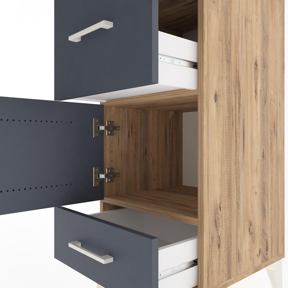 Woodntry Modular Nightstand Pine 44x44x84 cm with Cover and Drawer KC48-3