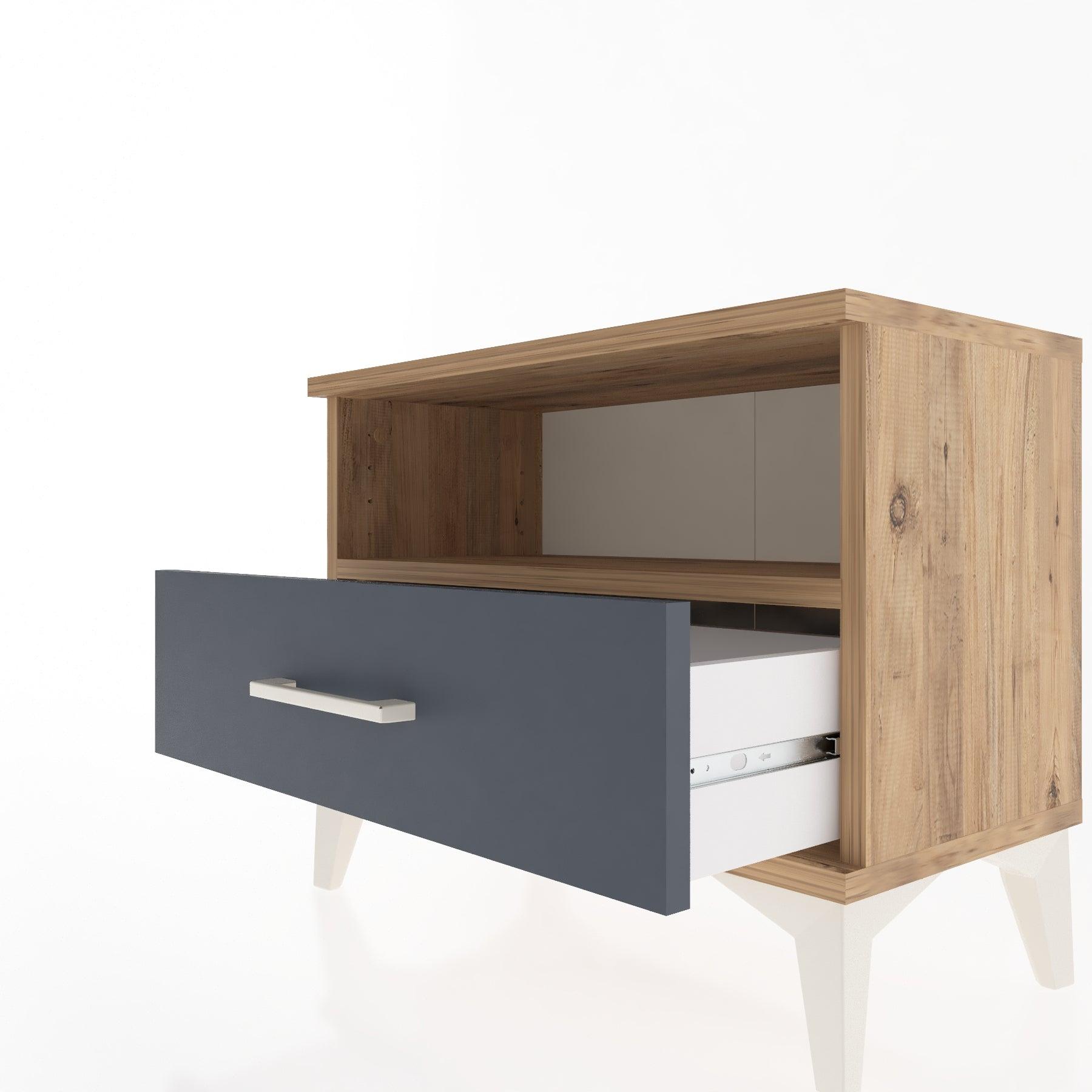 Woodntry Modular Nightstand Pine 60x30x36 cm with Drawers and Shelves CR4-3