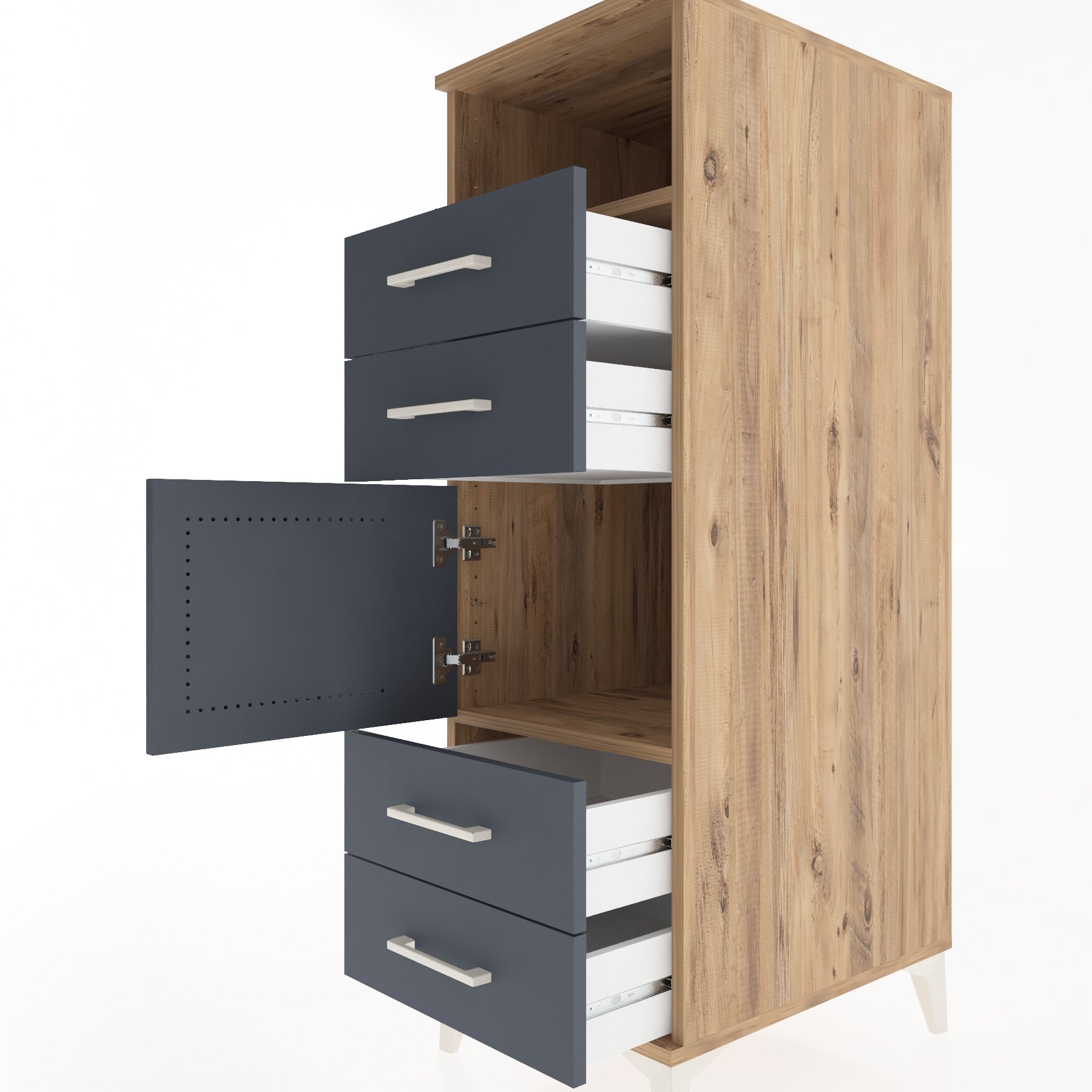 Woodntry Modüler Dolap Çam 44x59x122 cm Fonksiyonel F54-3