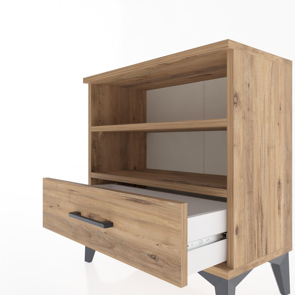 Woodntry Modular Nightstand Pine 60x30x52 cm with Drawers and Shelves CR4-3