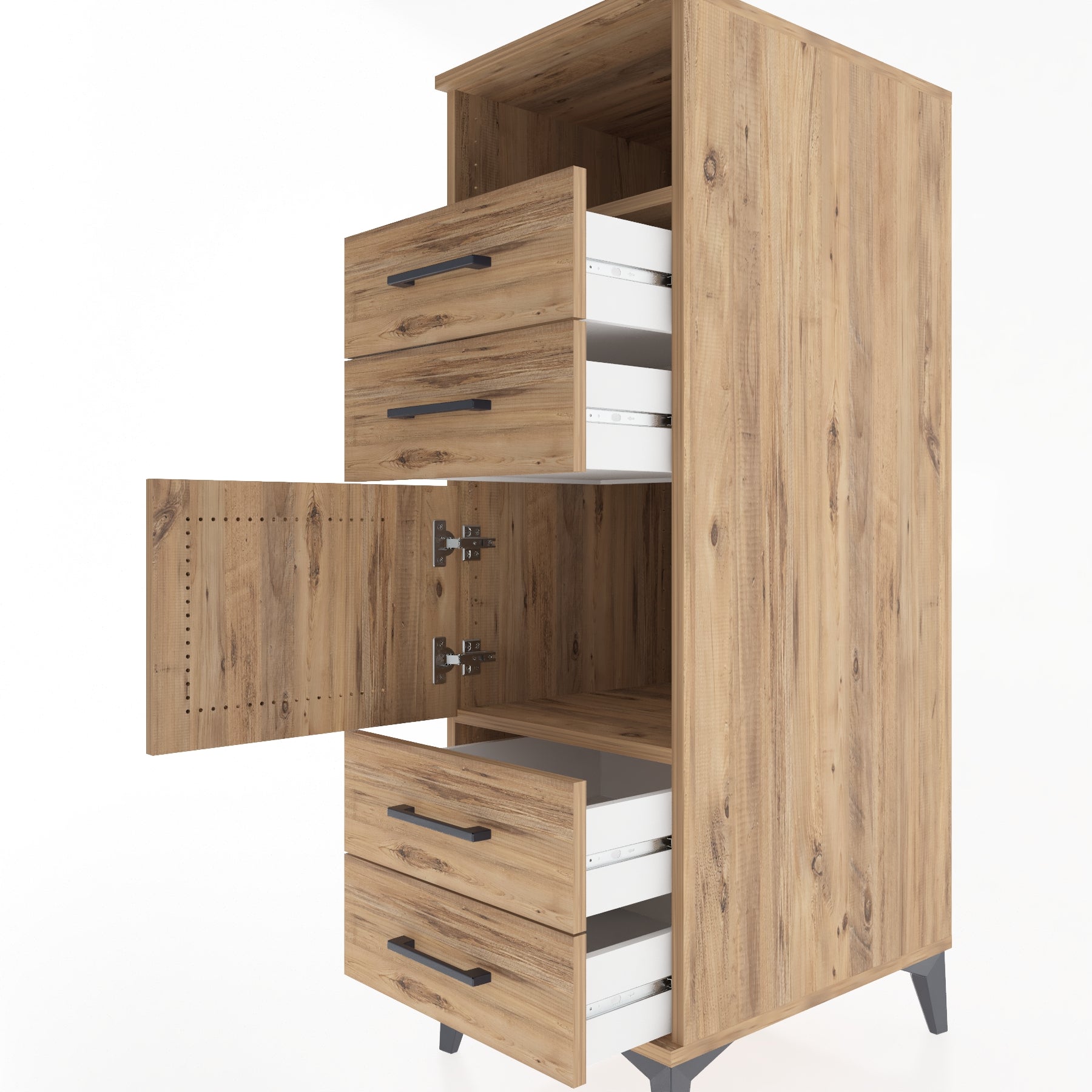 Woodntry Modüler Dolap Çam 44x59x122 cm Fonksiyonel F54-3