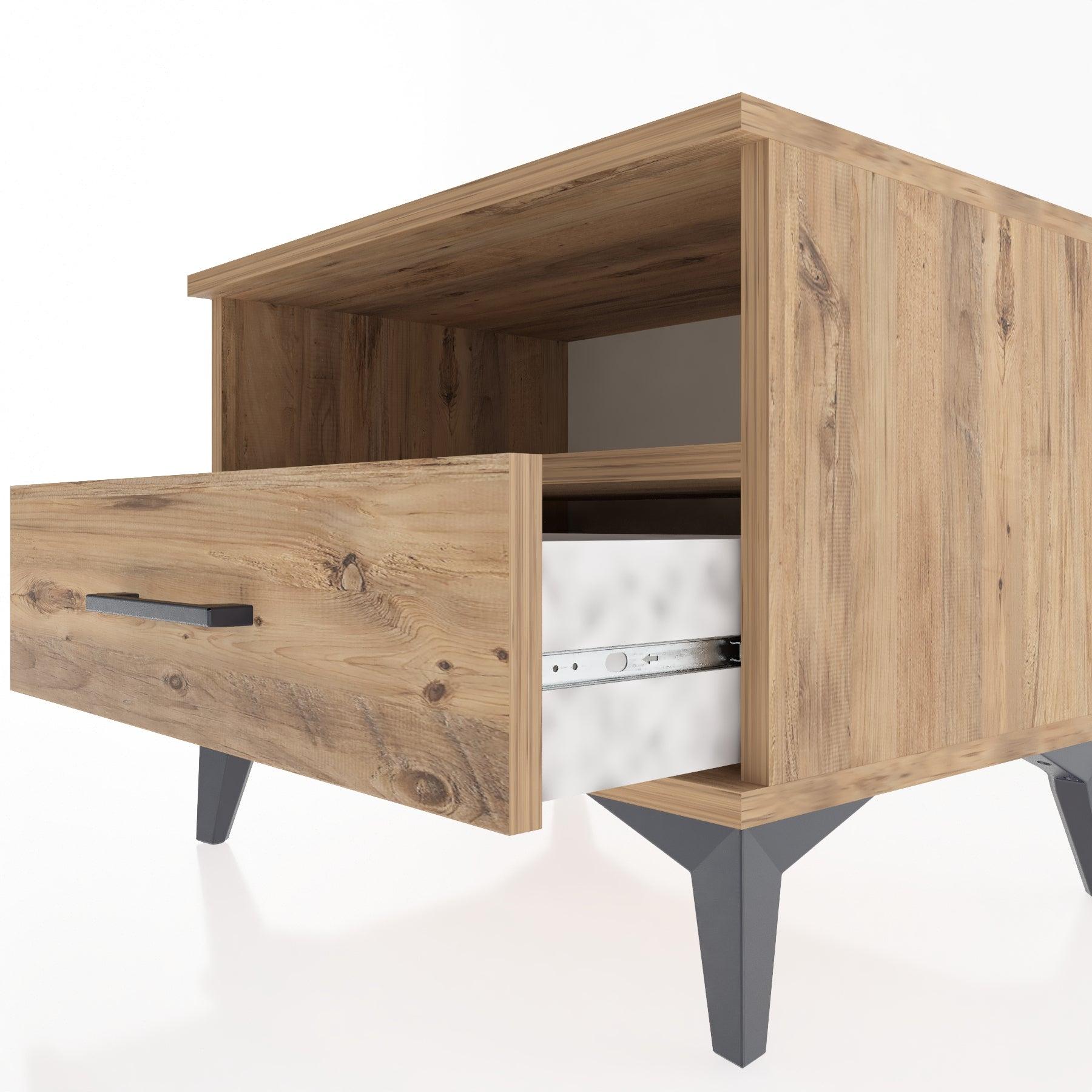 Woodntry Modular Nightstand Pine 60x44x68 cm with Drawers and Shelves CR4-3