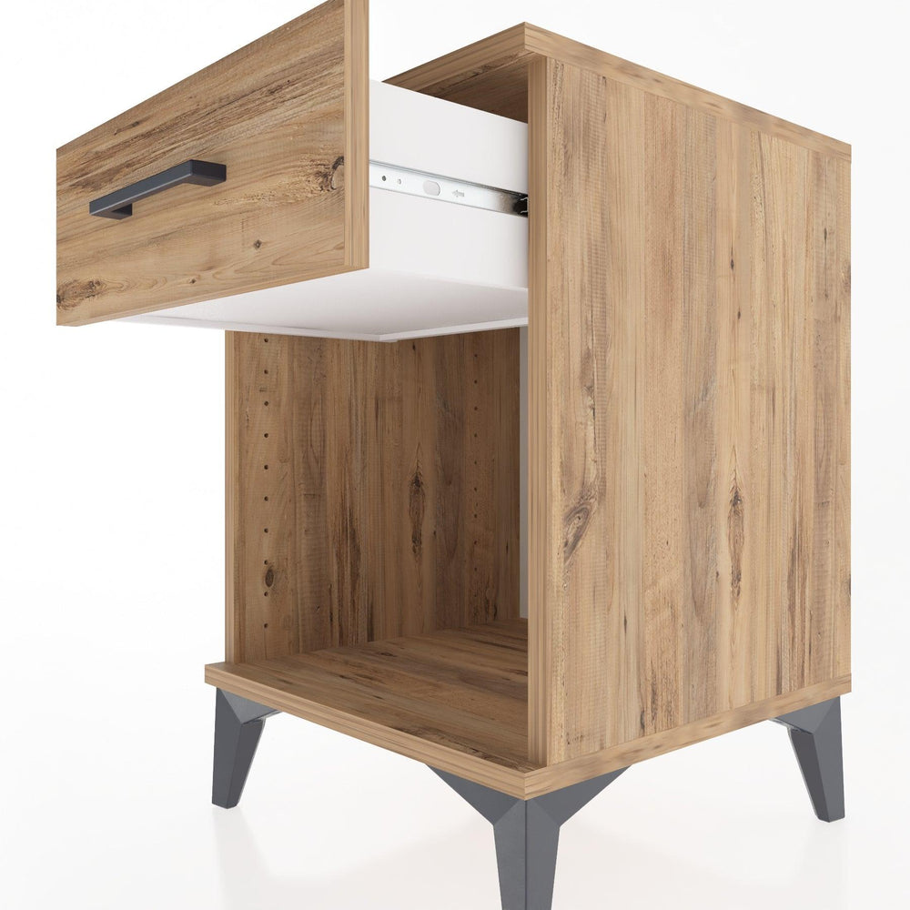 Woodntry Modular Nightstand Pine 44x44x52 cm with Drawers and Shelves CR4-3