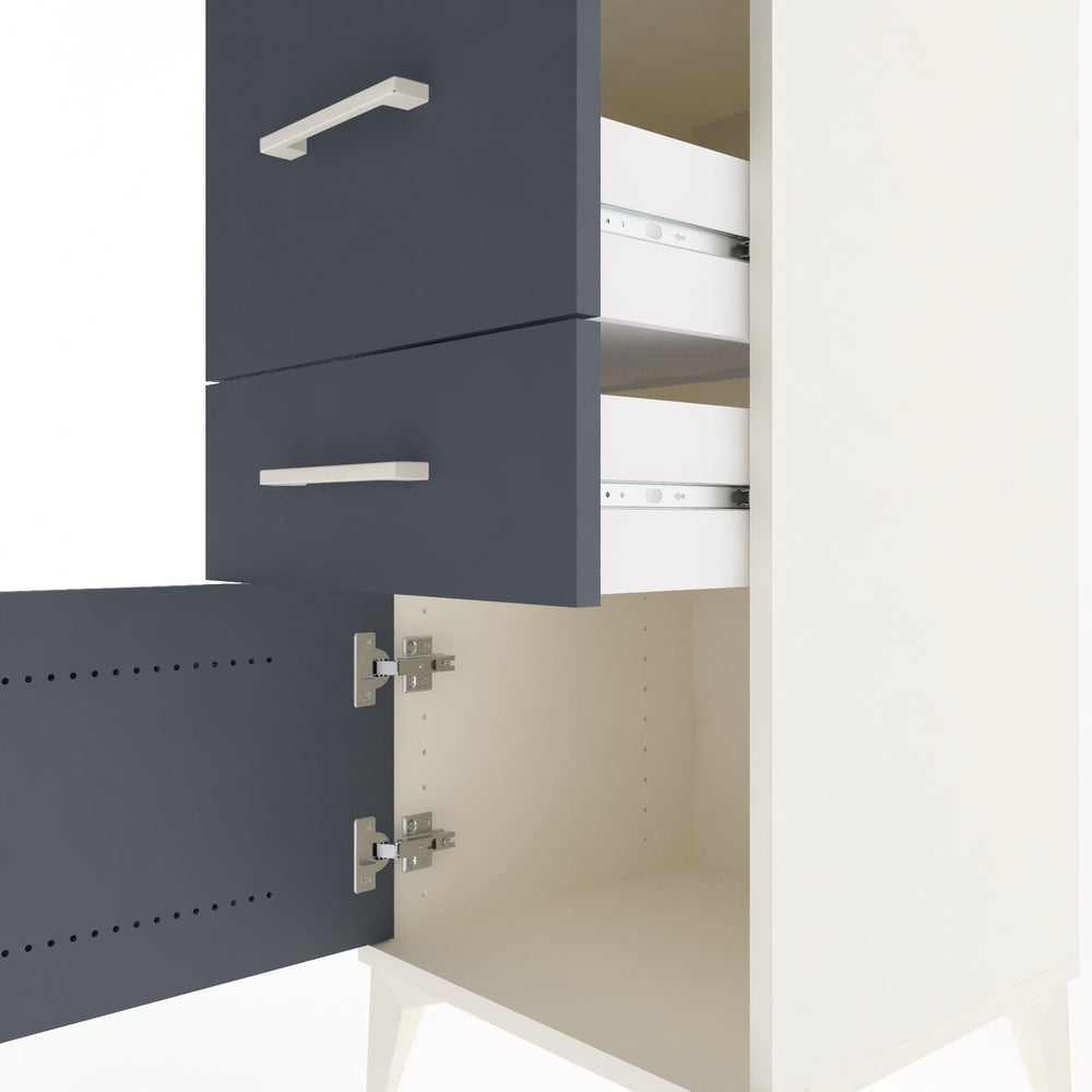 Woodntry Modular Nightstand Moonstone 44x44x84 cm with Cover and Drawer KC49-1