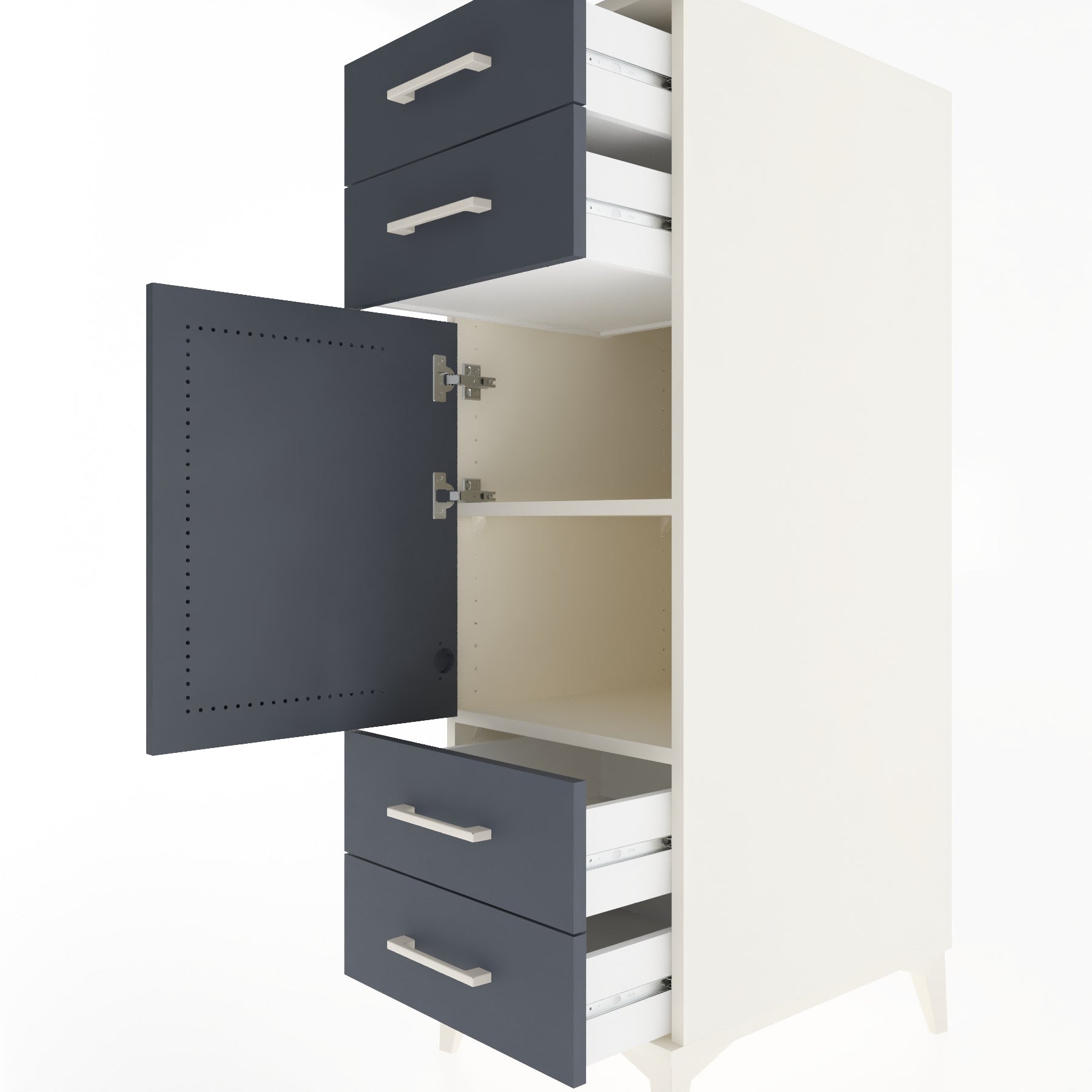 Woodntry Modular Cabinet Moonstone 44x59x122 cm with Doors and Drawers KC55-1