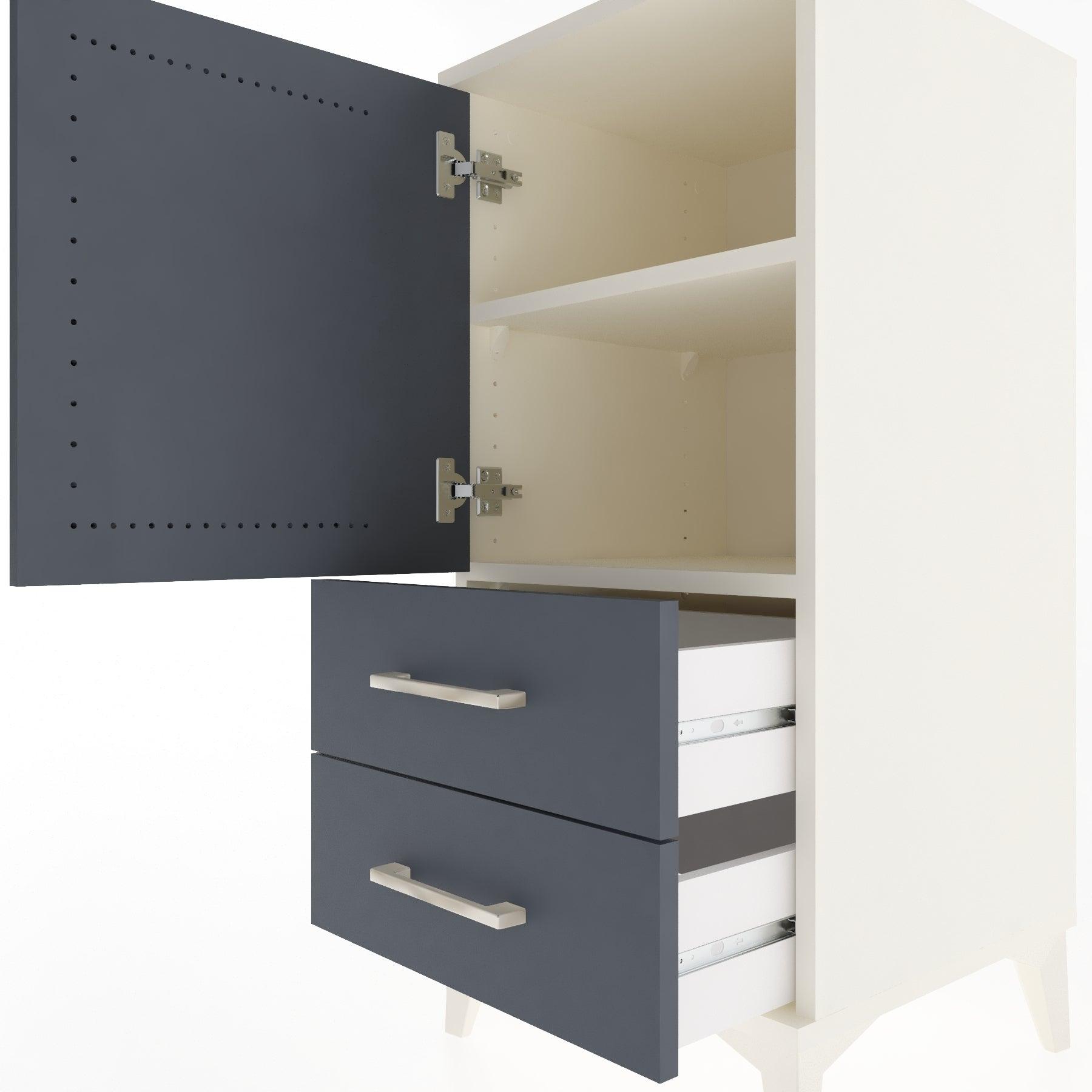 Woodntry Modular Nightstand Moonstone 44x44x84 cm with Cover and Drawer KC27-1