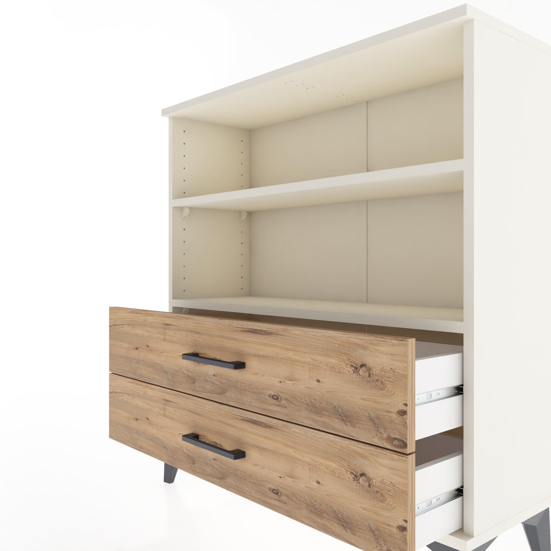Woodntry Modular Dresser Moonstone 88x30x84 cm with Drawers and Shelves CR5-1