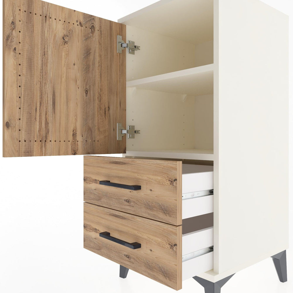 Woodntry Modular Nightstand Moonstone 44x44x84 cm with Cover and Drawer KC27-1