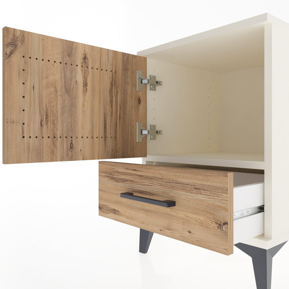 Woodntry Modular Nightstand Moonstone 44x44x52 cm with Cover and Drawer KC5-1