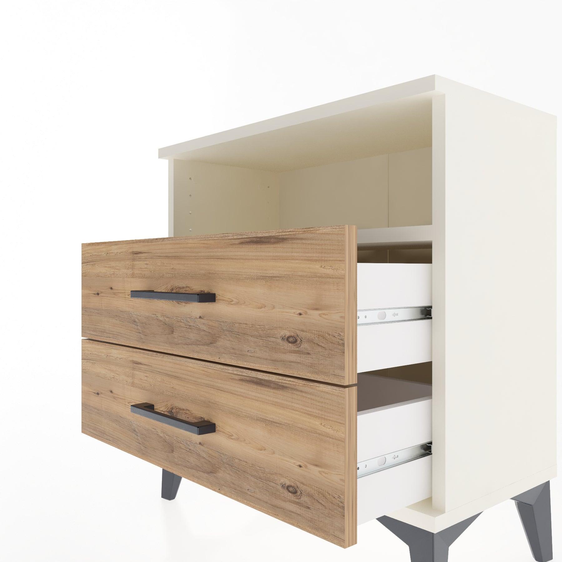 Woodntry Modular Nightstand Moonstone 60x30x52 cm with Drawer and Shelf CR5-1