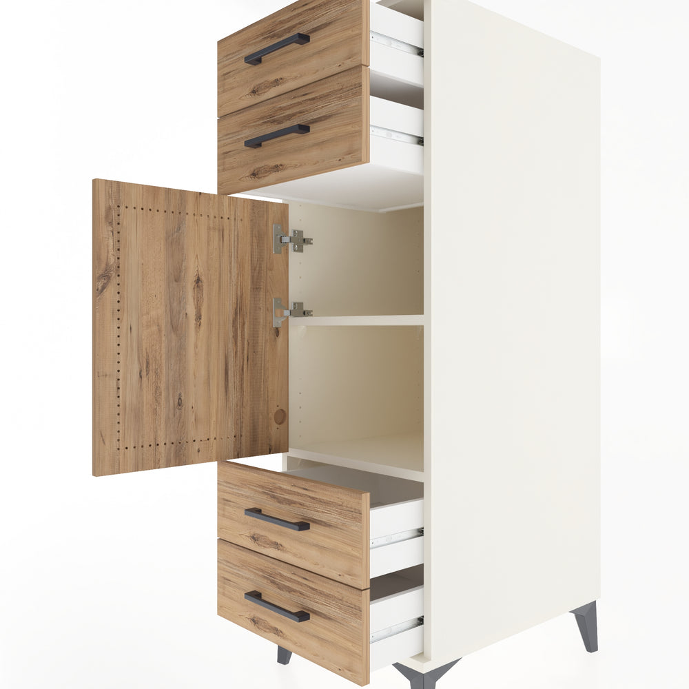 Woodntry Modüler Dolap Aytaşı 44x59x122 cm Kapaklı ve Çekmeceli KC55-1