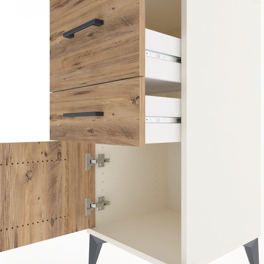 Woodntry Modular Nightstand Moonstone 44x44x84 cm with Cover and Drawer KC49-1