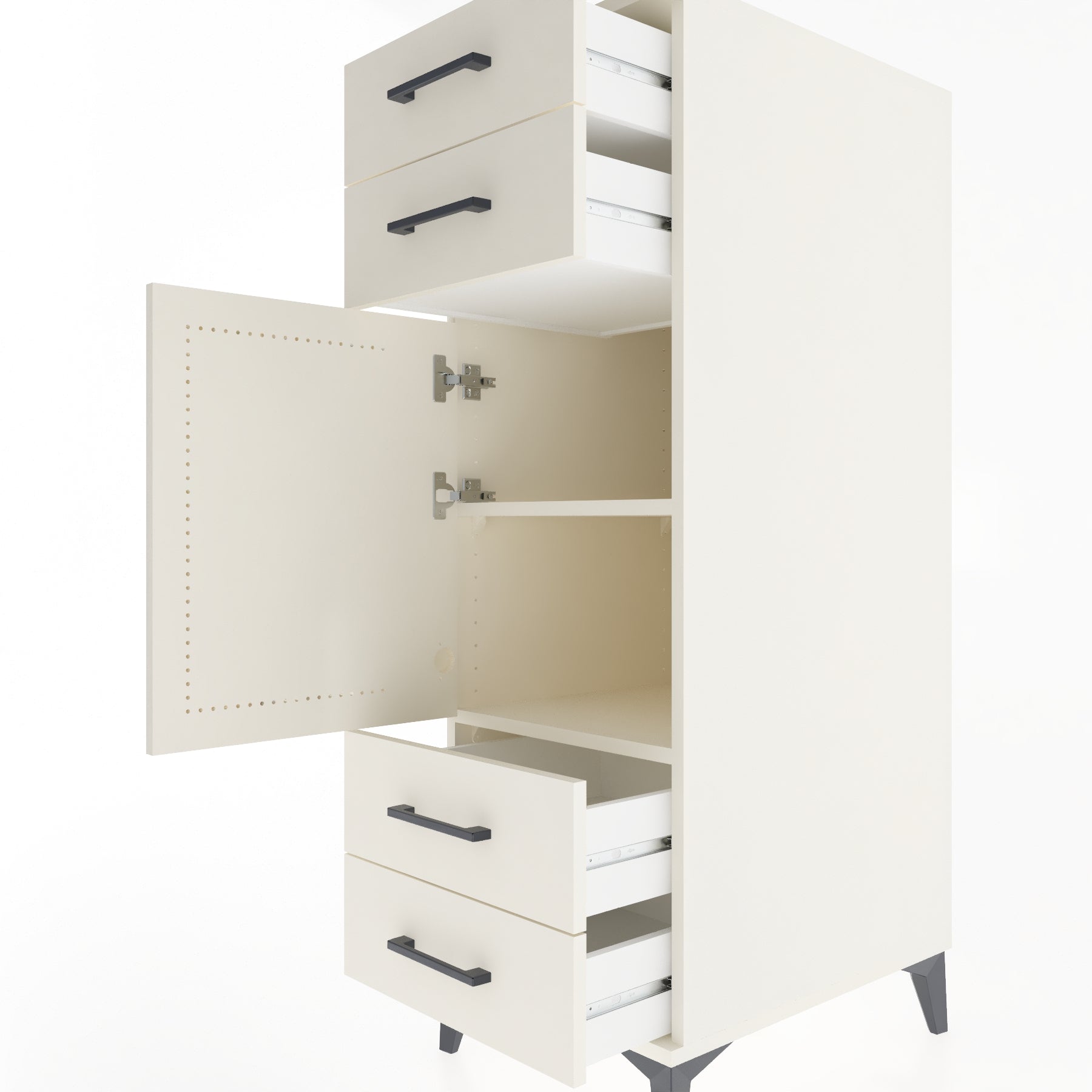 Woodntry Modular Cabinet Moonstone 44x59x122 cm with Doors and Drawers KC55-1