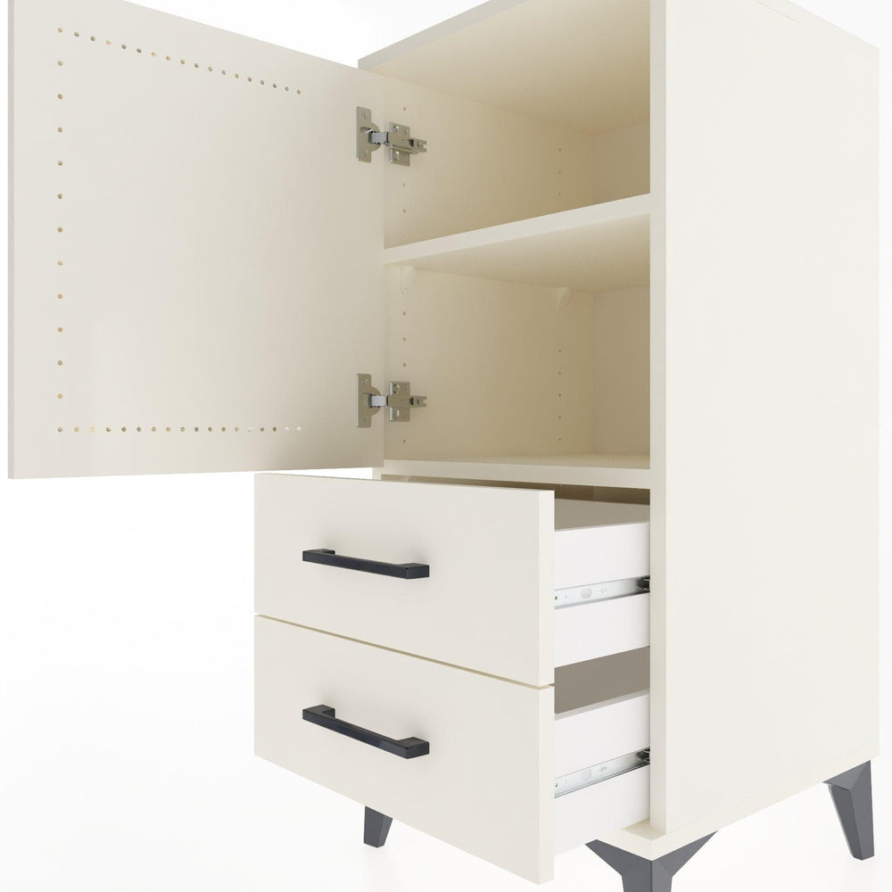 Woodntry Modular Nightstand Moonstone 44x44x84 cm with Cover and Drawer KC27-1