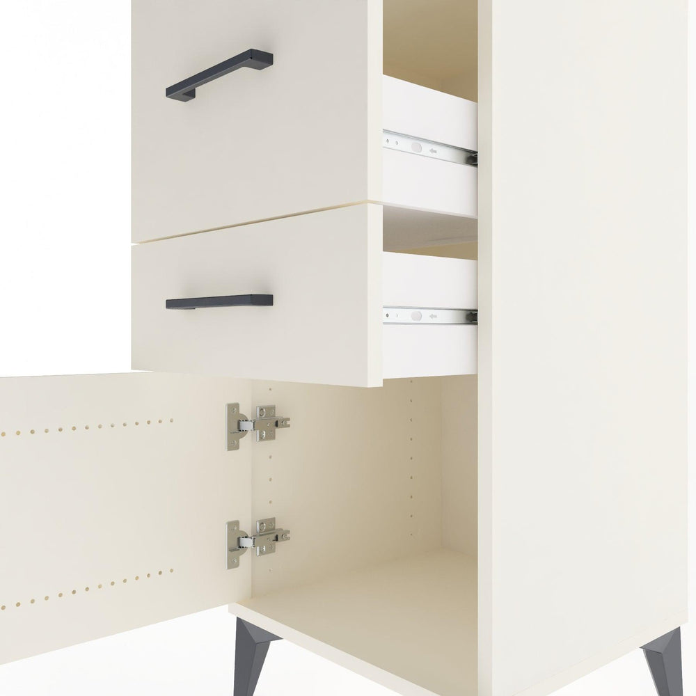 Woodntry Modular Nightstand Moonstone 44x44x84 cm with Cover and Drawer KC49-1